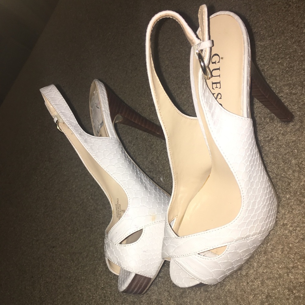 Guess White Heels